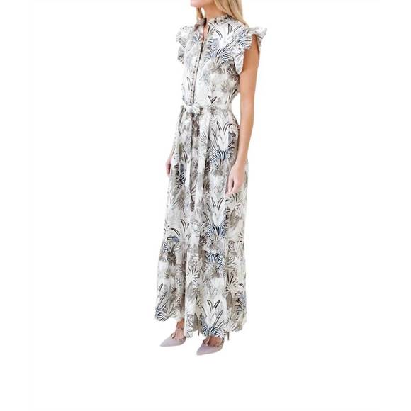 NWT SHERIDAN FRENCH Taylor maxi dress in tan zebra - Picture 3 of 4